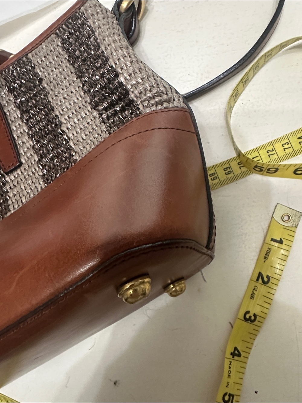 Brahmin Raffia Leather Bag with Detachable strap - Picture 9 of 11